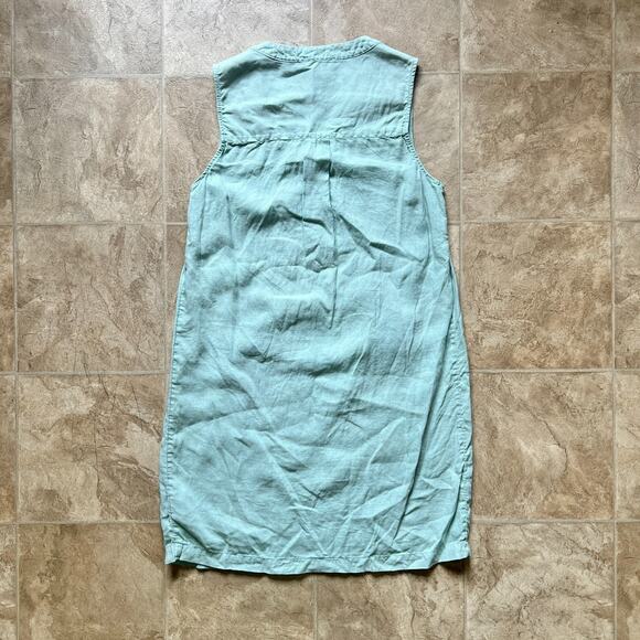 Vtg Cynthia Rowley 100% Linen Mini Dress M Sage Green Beachy Summer Resort Boho - Picture 4 of 6